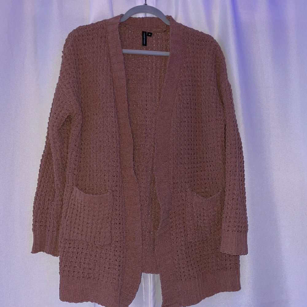 coffee/burnt orange chunky cardigan with pockets